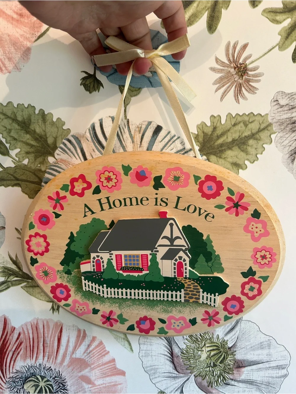 Vintage Cottagecore home sign, wooden wall plaque, grandmas cottage welcome